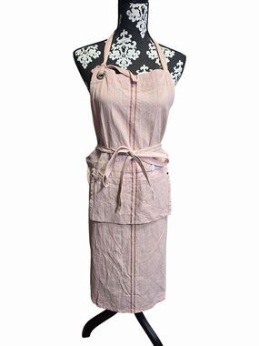 Anthropologie Pink 100%Cotton Apron Adjustable